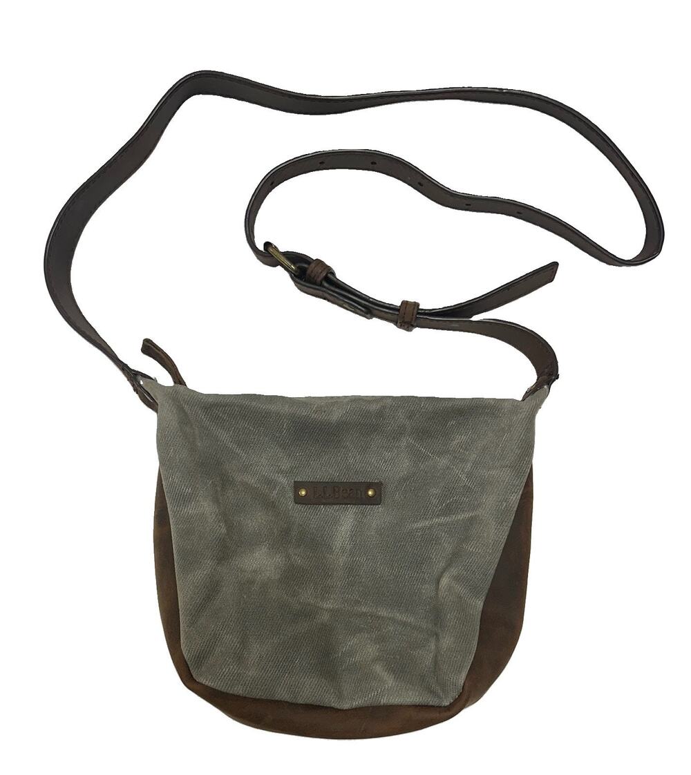 Vintage LL Bean Purse mini bag cross body adjustable canvas leather trim clean